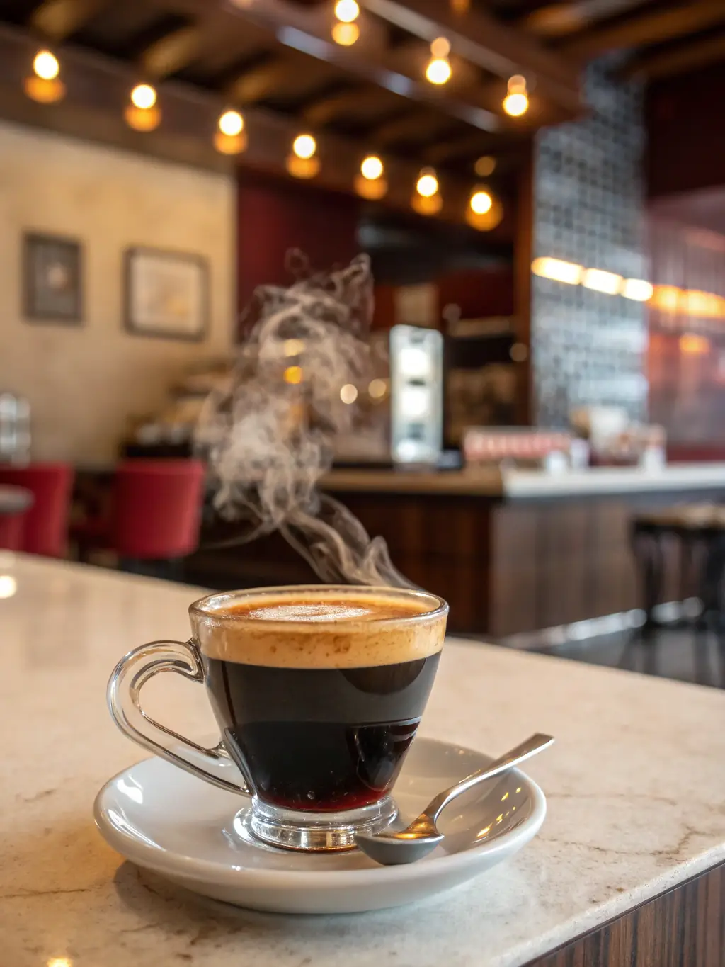 A classic espresso shot being poured, showcasing the crema and the rich, concentrated coffee.